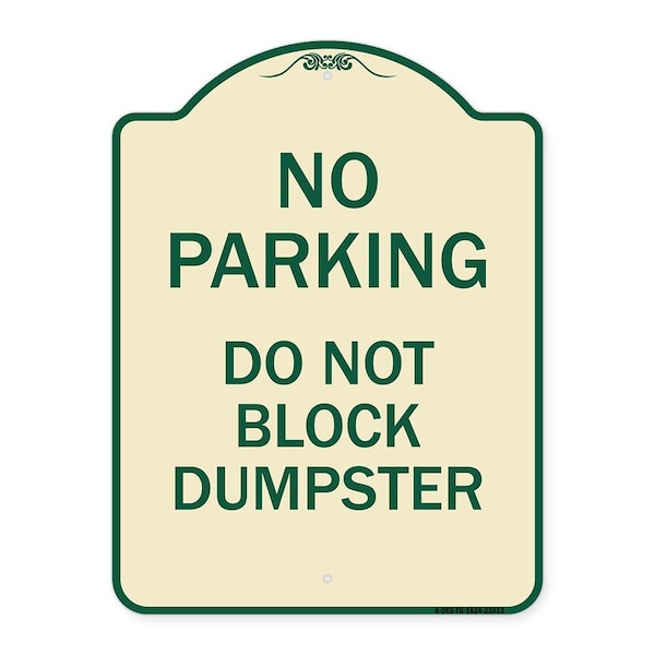 Signmission No Parking Do Not Block Dumpster Heavy-Gauge Aluminum Architectural Sign, 24" x 18", TG-1824-23813 A-DES-TG-1824-23813 - main